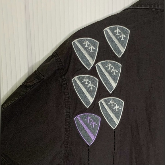 Arsenal - Military Style Button Up Short Sleeve Top With Iron On Patch Detail - Picture 8 of 11